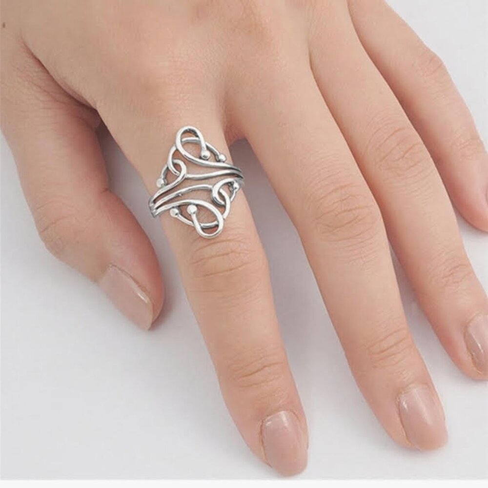 925 Silver Scroll Ring - image 2